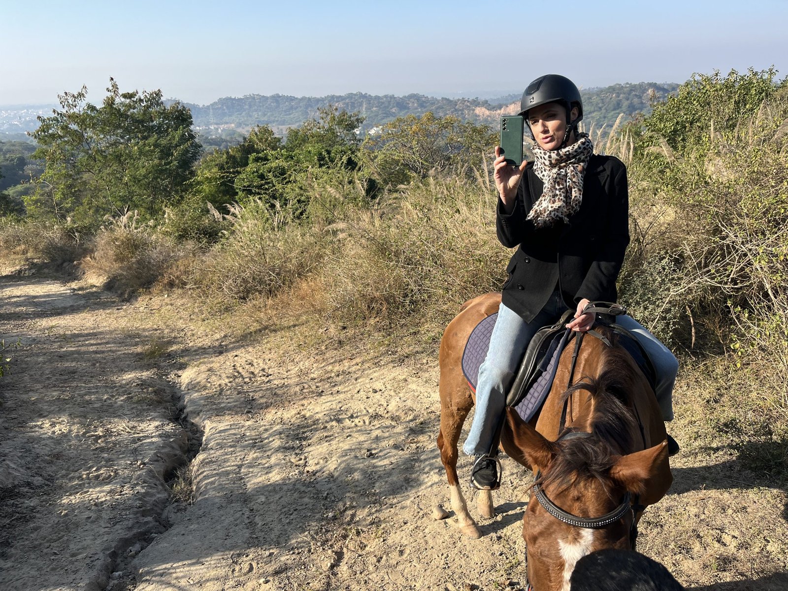 A rider looking out over the Shivalik hills