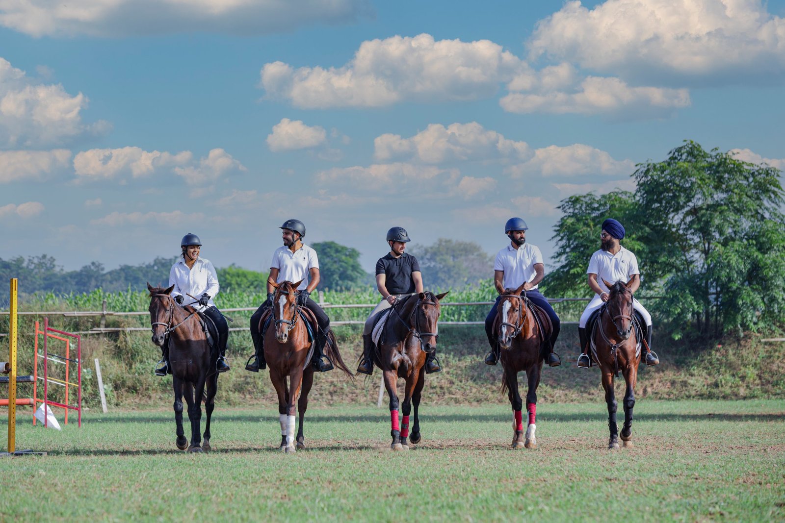 The riding team in the arena